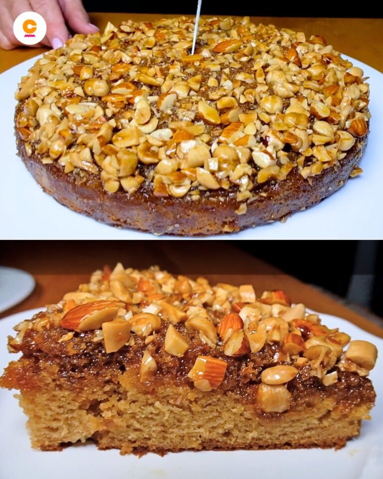 Torta rovesciata con croccante di frutta secca: il dessert delizioso