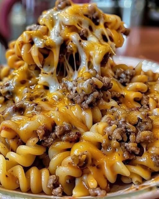 Delizia di maccheroni e cheeseburger