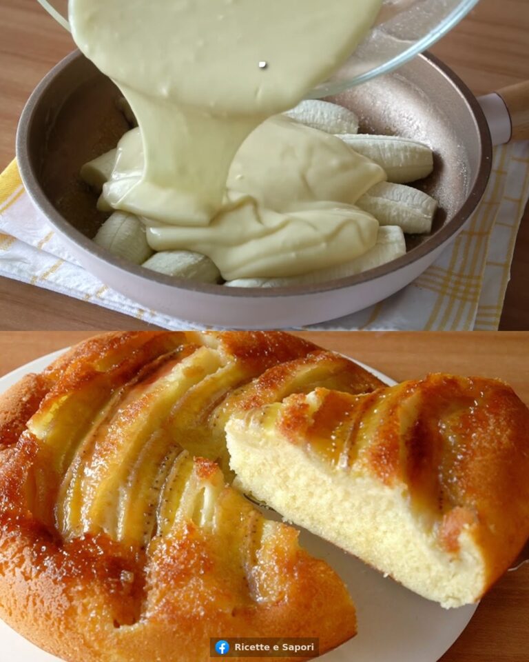 [Senza forno] Torta con banane, uova e banane_Ricetta semplicissima_Torta rovesciata con banane