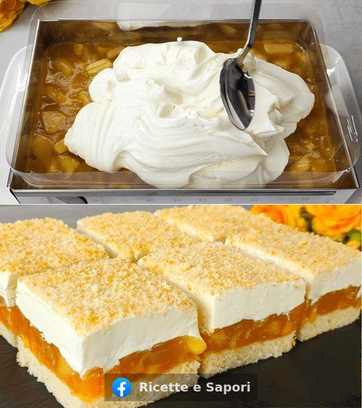 Torta Soffice alle Mele con Crema alla Vaniglia e Panna Montata