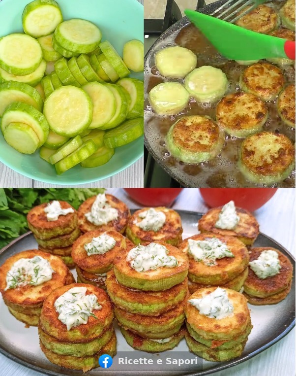 Frittelle di zucchine croccanti con salsa all’aglio e all’aneto