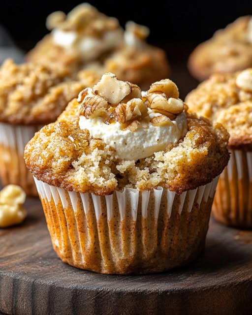Muffin Proteici alla Banana e Noci con Cuore di Ricotta