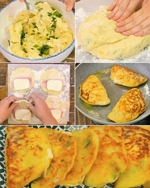 5 patate, farina, formaggio e farcisci come più ti piace😋 Cuocili in padella e saranno pronti in pochissimi minuti: