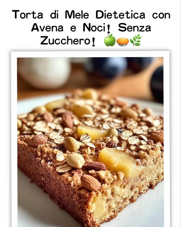 Torta di Mele Dietetica con Avena e Noci! Senza Zucchero! 🍏🥧🌿