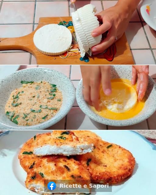 Affettate la ricotta e impanante in questo modo! Fuori croccante, dentro cremosa. La ricetta: