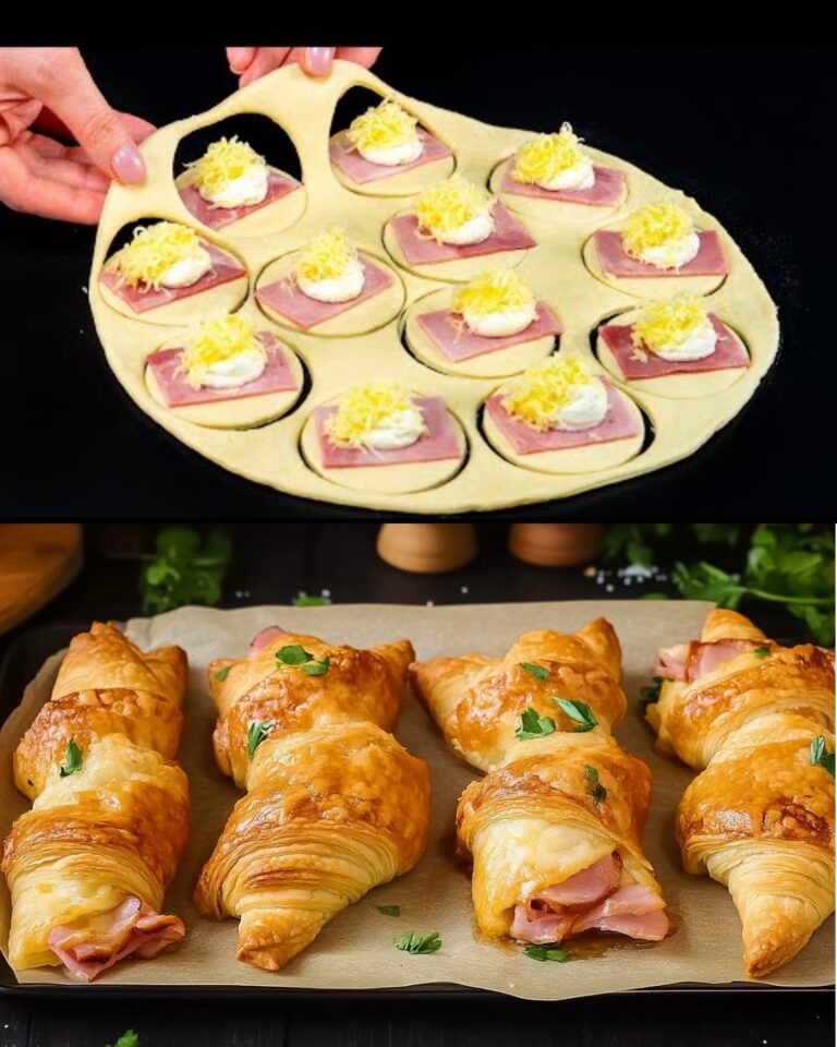 Bocconcini di pasta sfoglia salati con prosciutto e formaggio