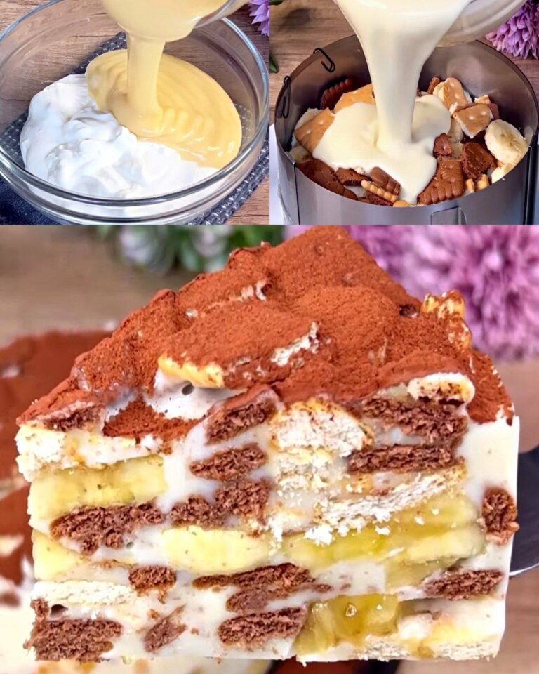 Torta banane e biscotti: il dolce goloso senza forno