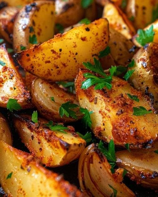 Patate e cipolle fritte al forno
