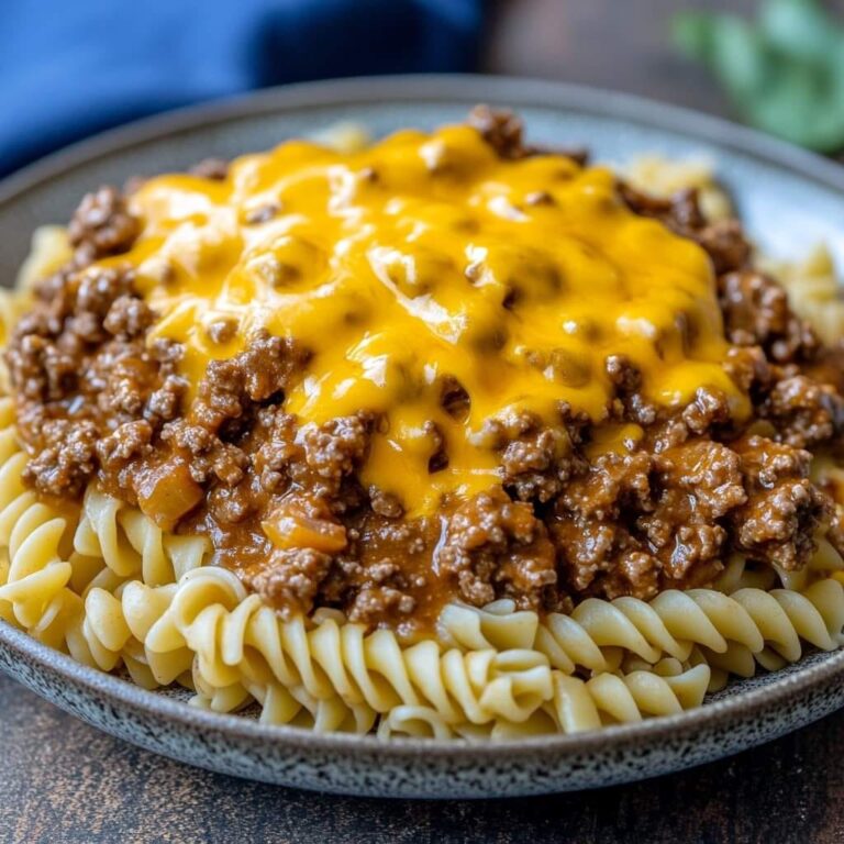Pasta al formaggio e formaggio sloppy cheeseburger