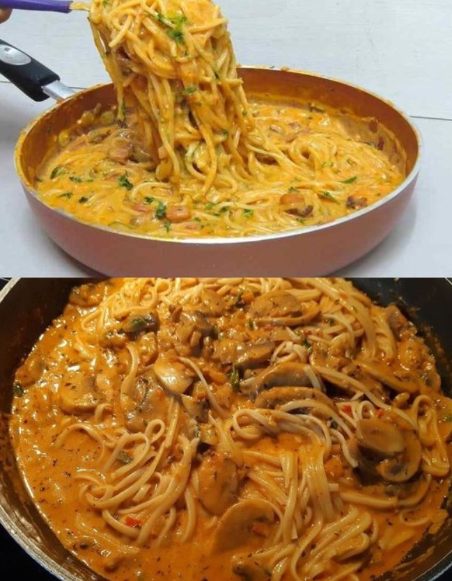 Spaghetti ai funghi in padella