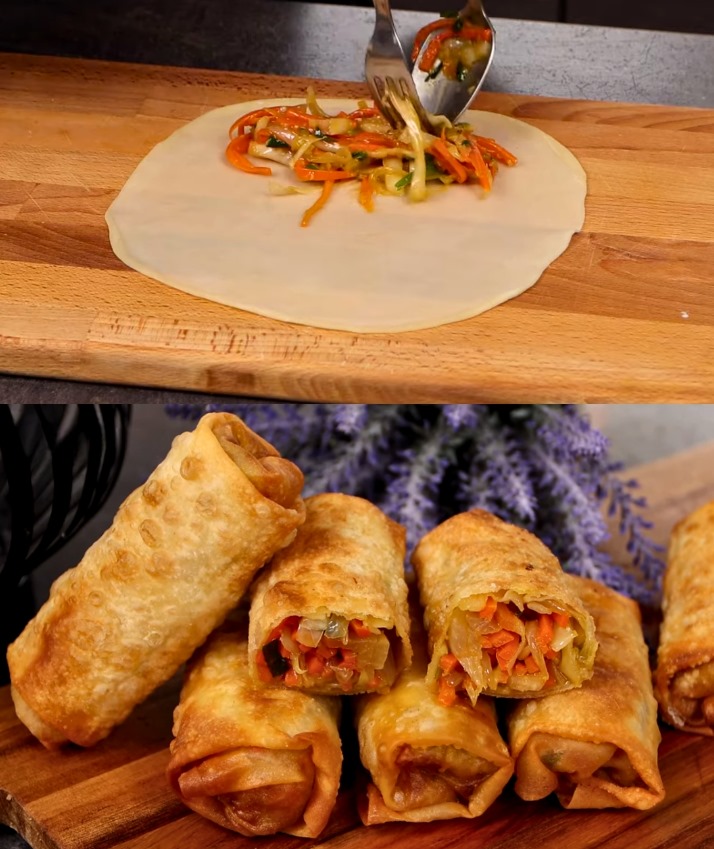 Involtini primavera di verdure fatti in casa con impasto fatto a mano