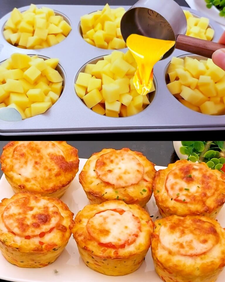 Muffin di patate e salsiccia al formaggio Ingredienti 6–8 patate, sbucciate e tagliate a dadini Olio d'oliva (per friggere e ungere) Sale, a piacere Pepe, a piacere…