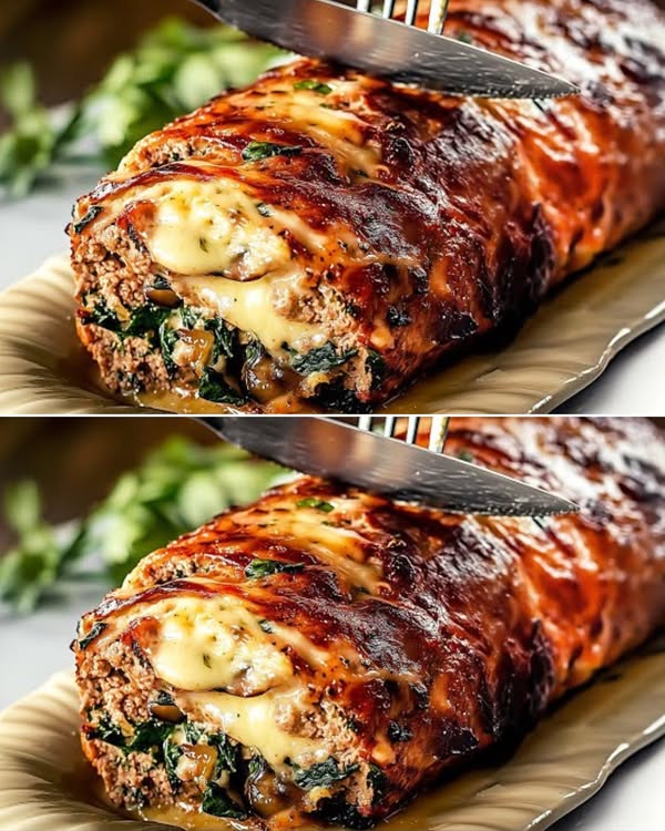 Delizioso polpettone ripieno di spinaci, funghi e purè di patate cremoso Ricette