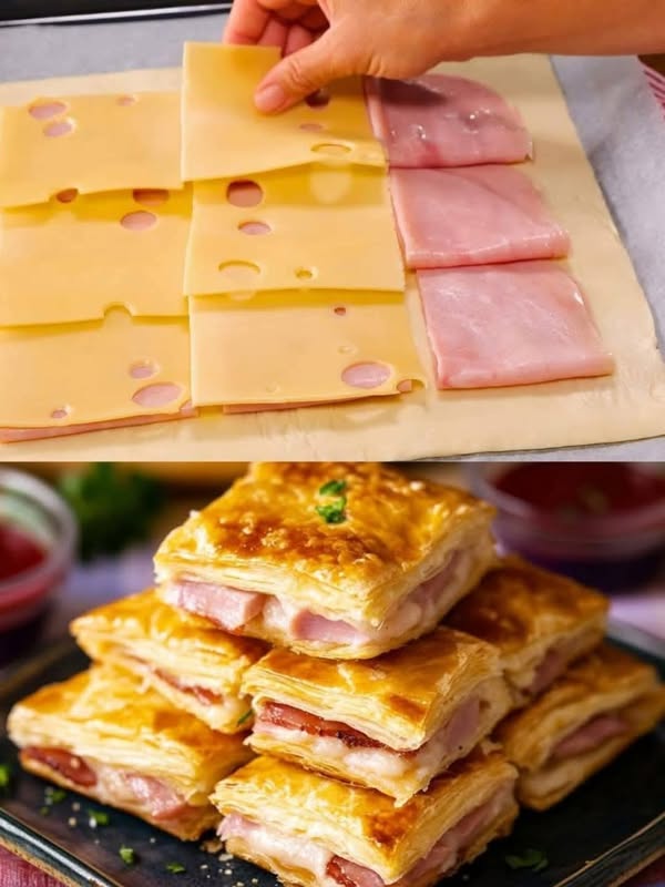 Tasche di pasta sfoglia con prosciutto e formaggio: la perfezione della sfoglia e del formaggio!