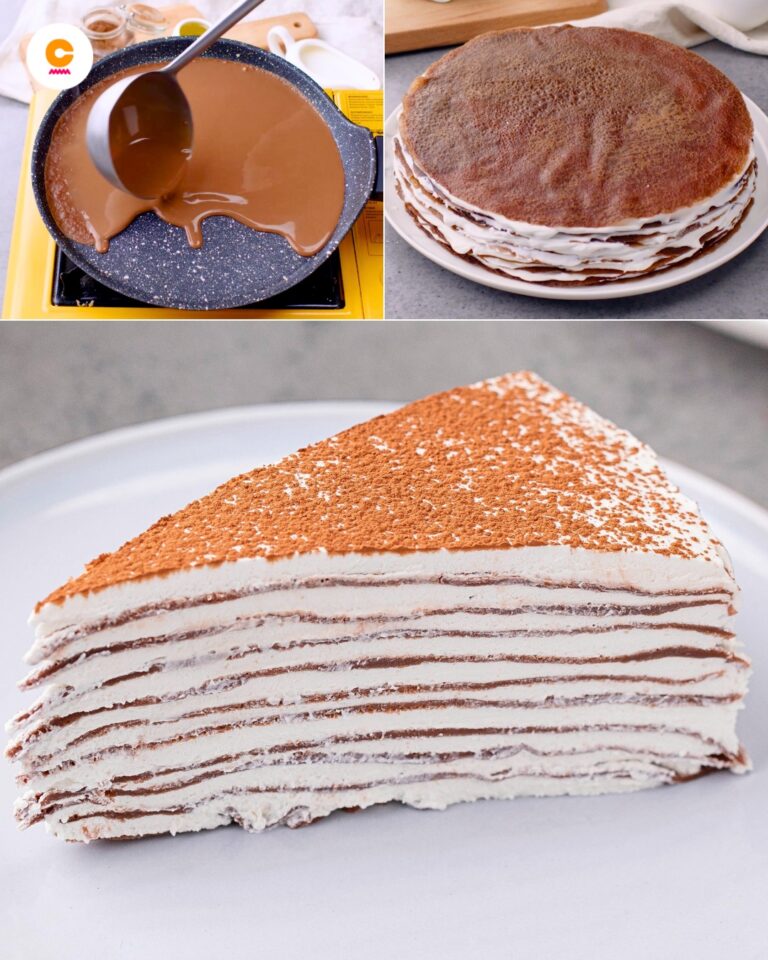 La torta di crêpes è un dolce elegante e scenografico, perfetto per una festa o una cena speciale.
