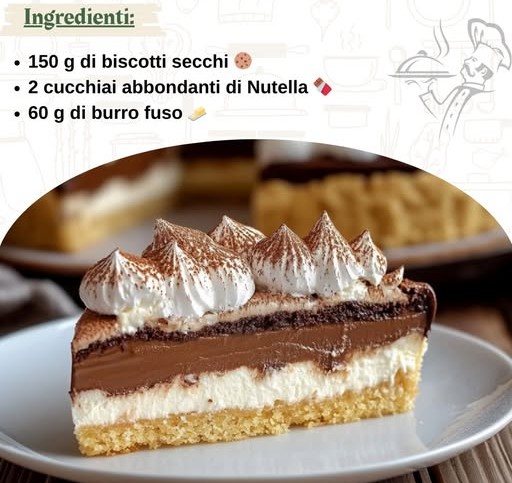 Torta al Mascarpone e Nutella con Base di Biscotti