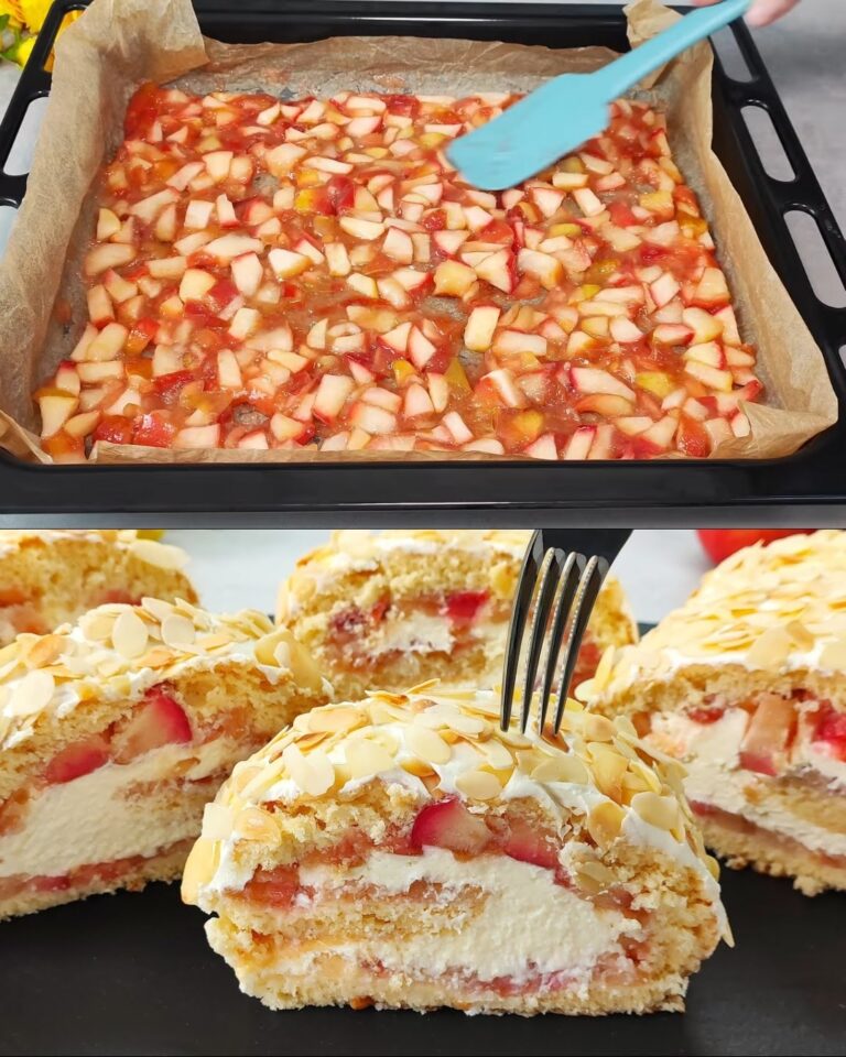 Torta di mele caramellate con glassa al formaggio cremoso e mandorle Ricetta