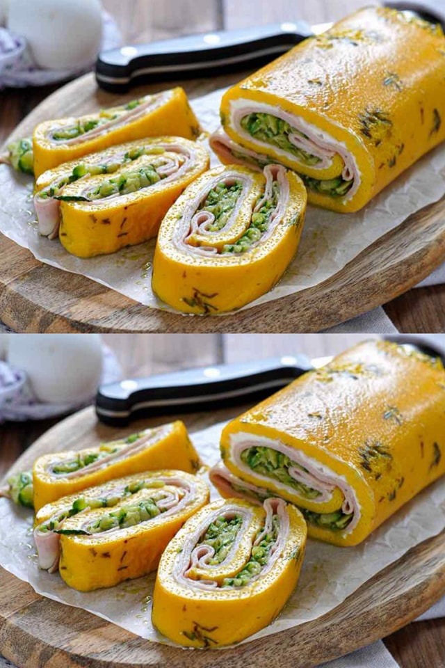 Rotolo di frittata con zucchine e prosciutto