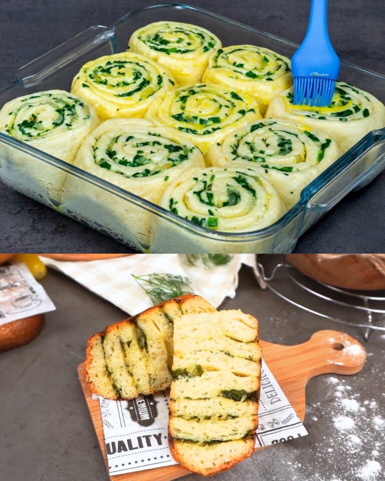 Ricetta del pane saporito con spinaci e cipolle verdi
