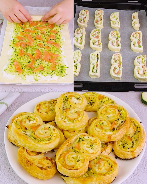 Palmiers di zucchine e salmone: un antipasto di pasta sfoglia sfizioso e facilissimo da preparare