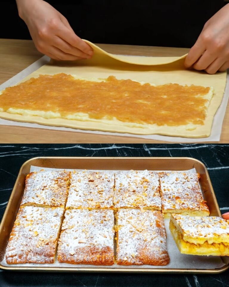 Crostata di pasta sfoglia alla crema di mele con tè allo zenzero e fragole