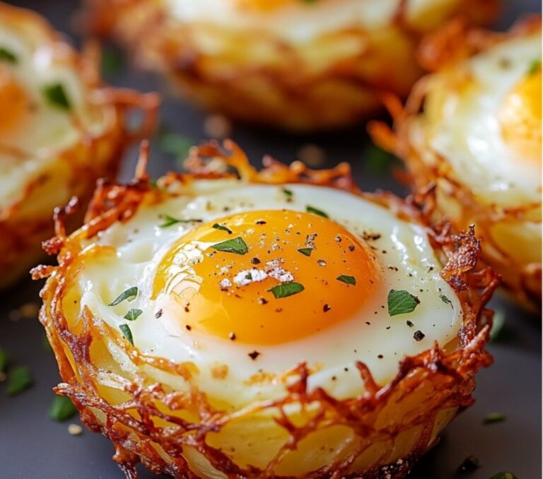 Nidi di patate, uova e formaggio