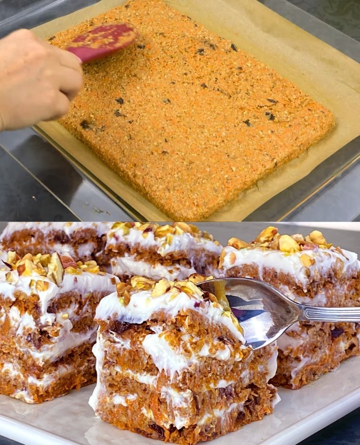 Barrette salutari di carote, avena e noci con crema di yogurt alla ricotta