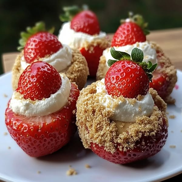 Fragole ripiene di cheesecake al burro di biscotti