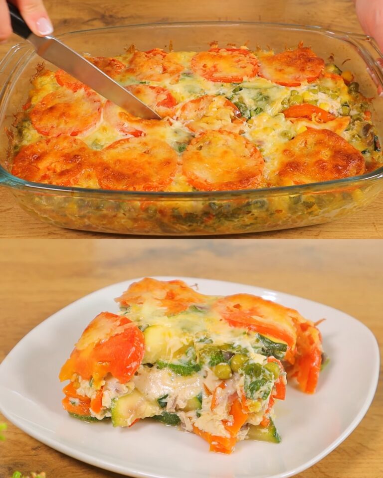 Casseruola di zucchine e verdure con mozzarella e salsa cremosa