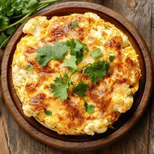 Gratin di cavolfiore dorato con formaggio