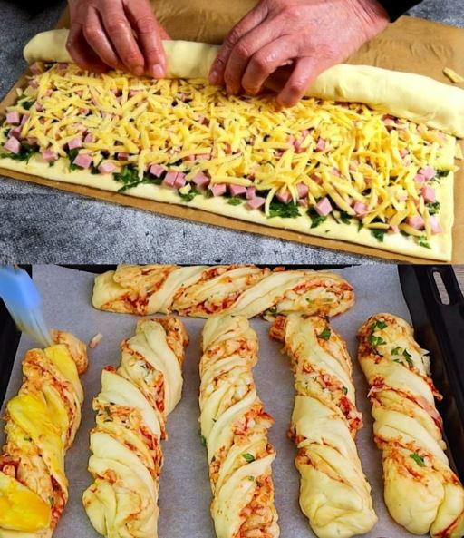 Bastoncini di pasta sfoglia con prosciutto e formaggio con solo 4 ingredienti, così deliziosi!