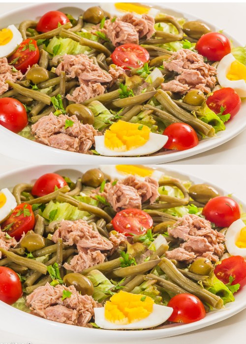 Insalata facile di fagioli verdi e tonno