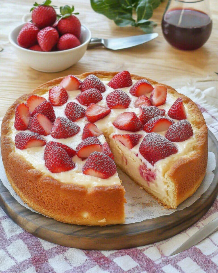 Torta di ricotta e fragole senza farina