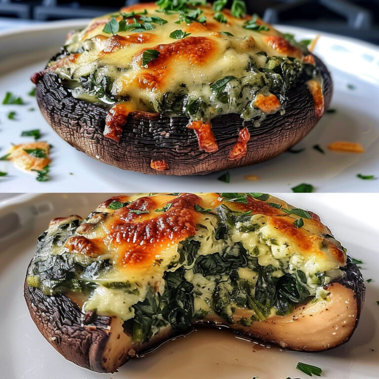 Funghi Portobello ripieni di spinaci e formaggio