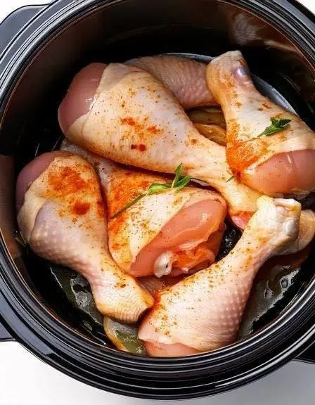 Pon muslos de pollo crudos en una olla de cocción lenta con estos 3 ingredientes. ¡Querrás tenerlos todas las noches!