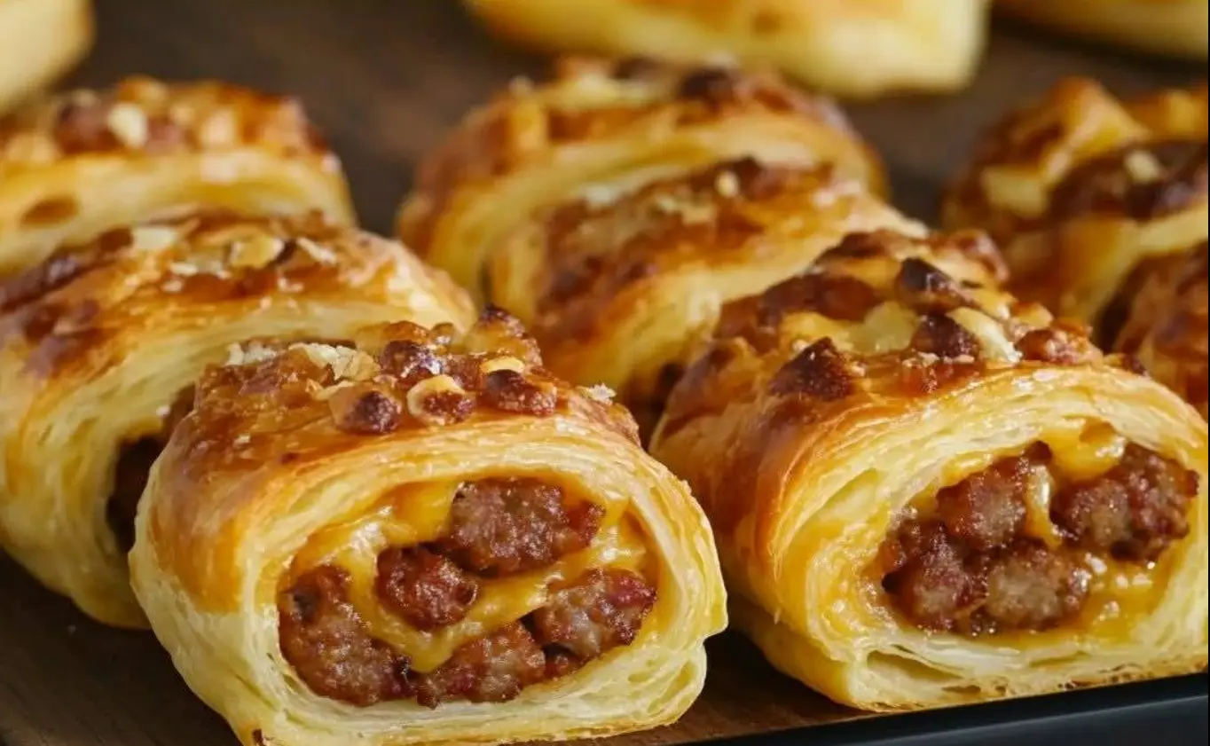 Avete salsiccia e formaggio in pasta sfoglia? Ottimo antipasto.