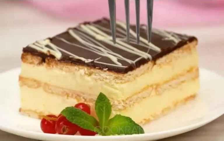Torta a strati con biscotti e budino al cioccolato