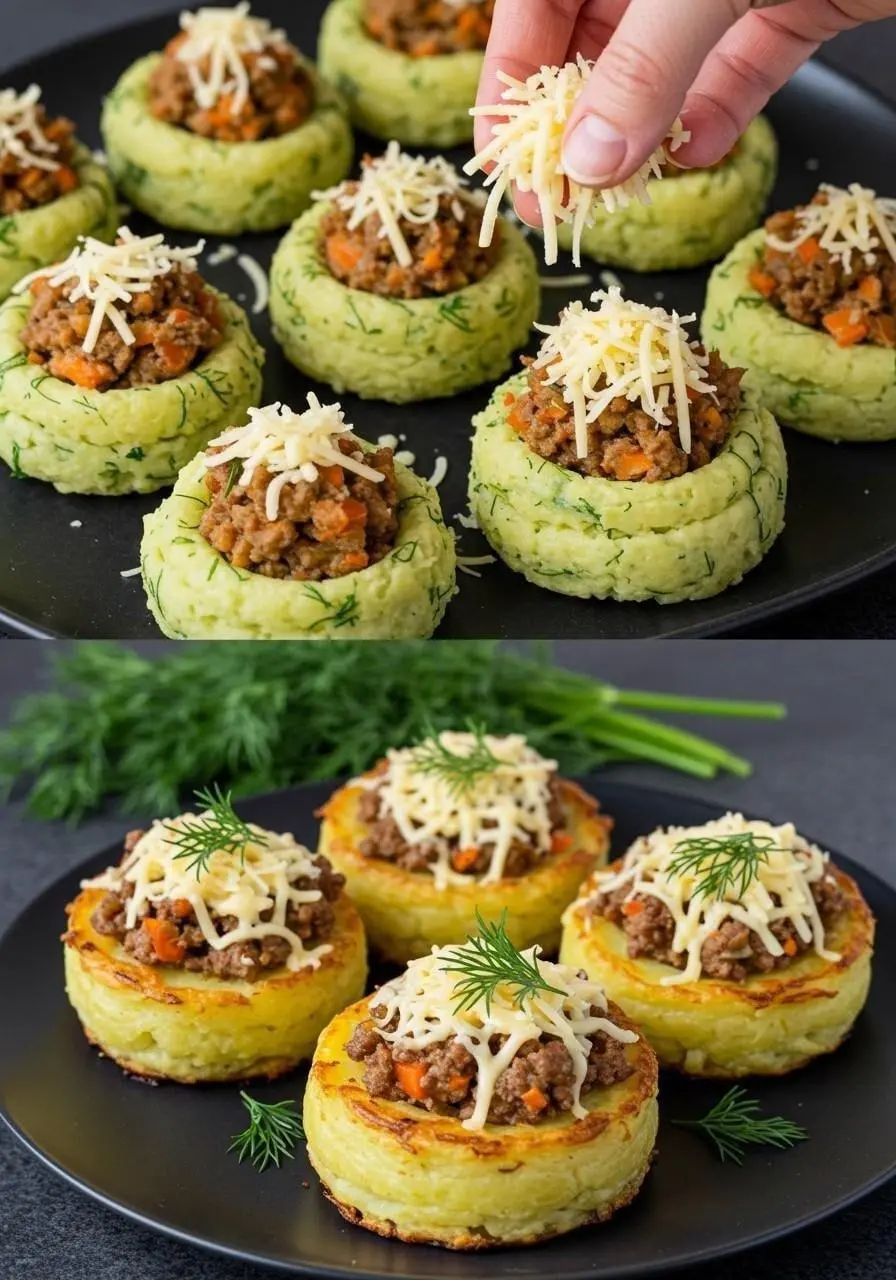 Nidos de Puré de Papa Rellenos – Cremosos, Jugosos y con Queso Fundido