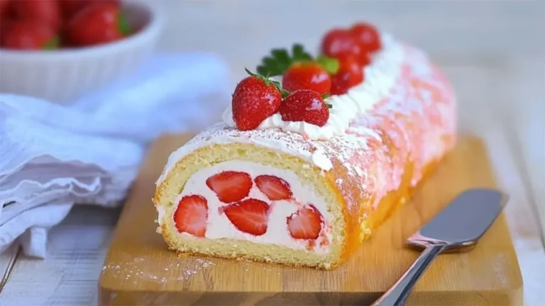 Torta arrotolata alle fragole leggera e facile