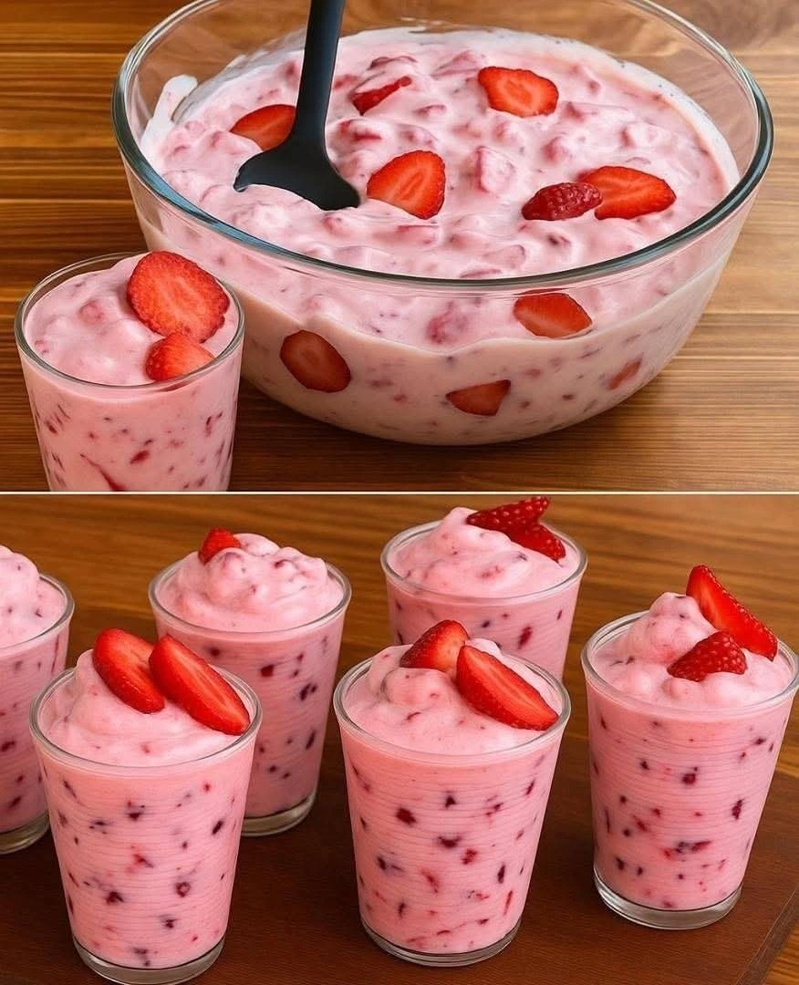 Postre de yogur de fresa al minuto