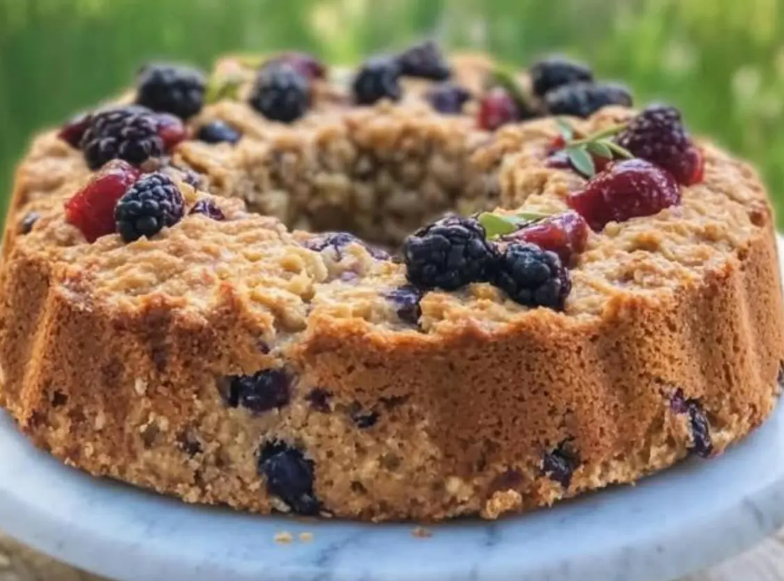 Torta di Farina d’Avena con Mele e Mirtilli Rossi