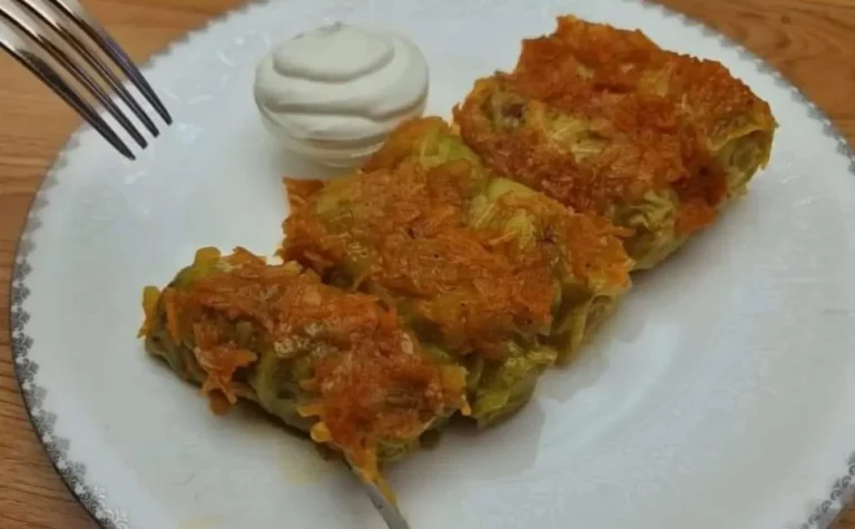 Involtini di cavolo ripieni al sugo di pomodoro