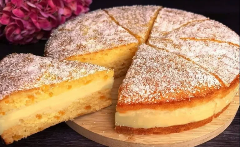 Torta semplice al gusto di pesca, limone e cocco, super soffice e umida