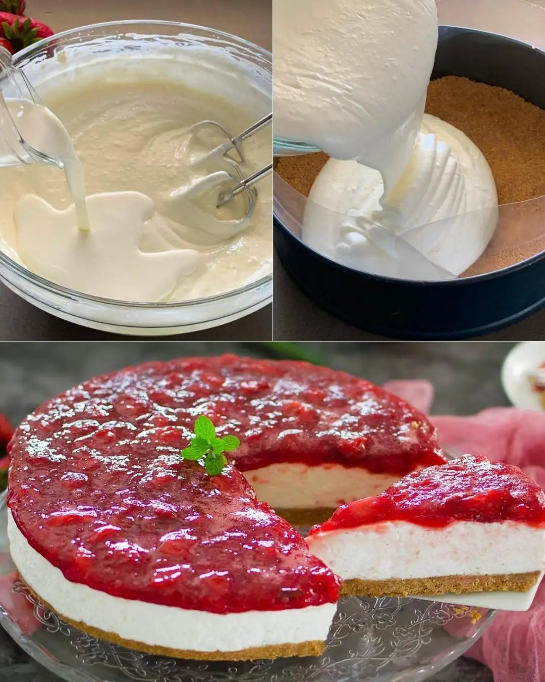Tarta de queso con fresas: la receta fría sin cocinar