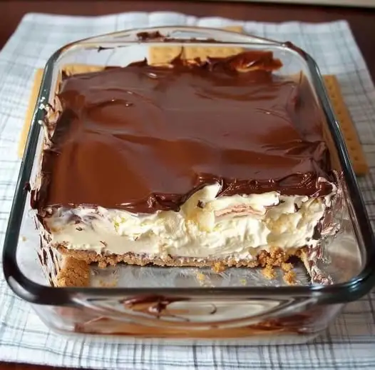 Pastel Eclair de Mantequilla de Cacahuete sin Hornear