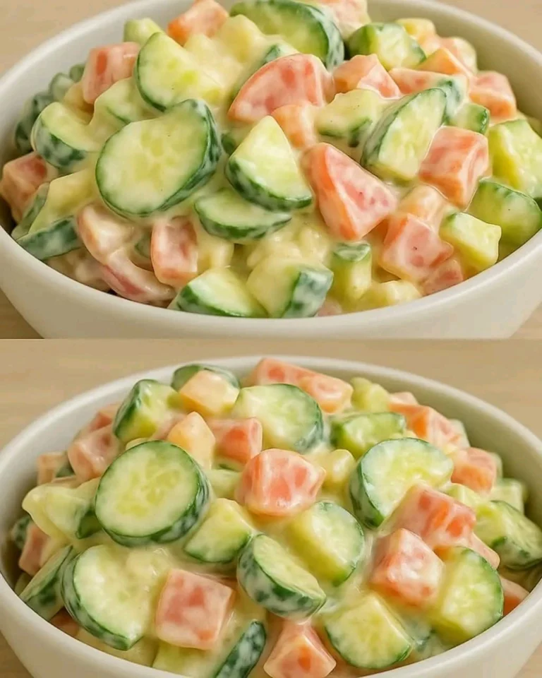 Ensalada cremosa de pepino con verduras