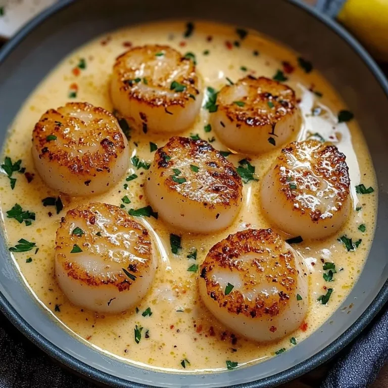 Vieiras a la sartén con salsa de crema de ajo