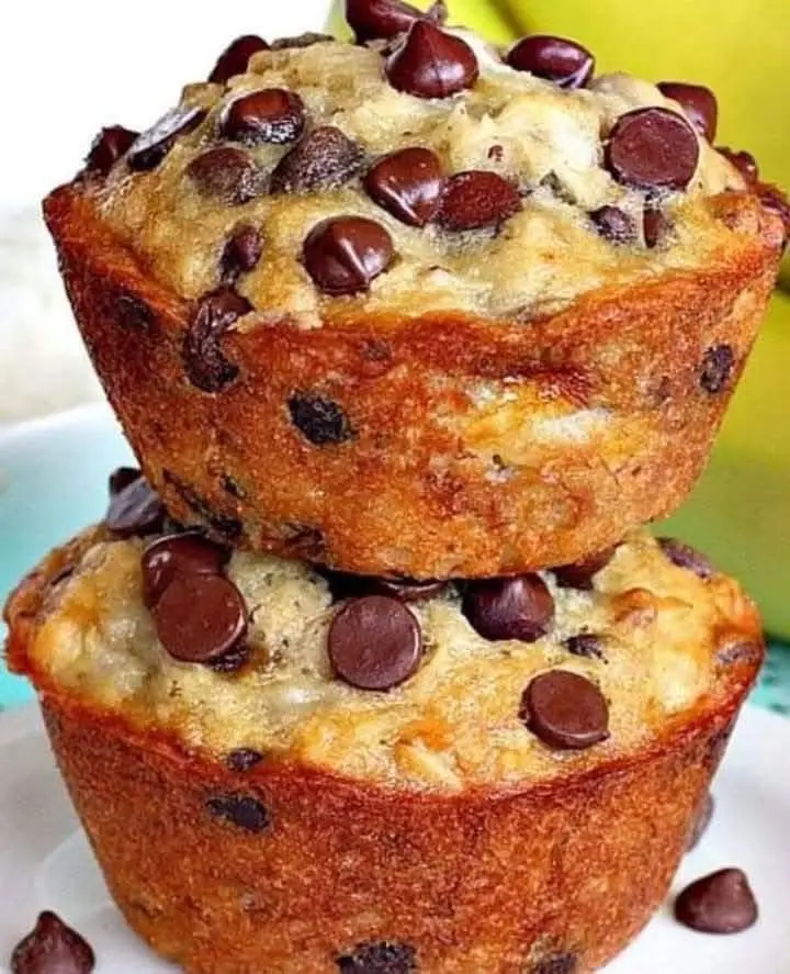 Muffins de plátano con chispas de chocolate