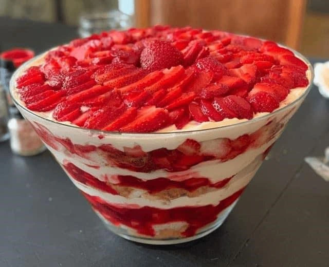 Trifle de tarta de queso y fresa